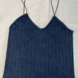 New Nikibiki Navy Blue Tan top one size crop top